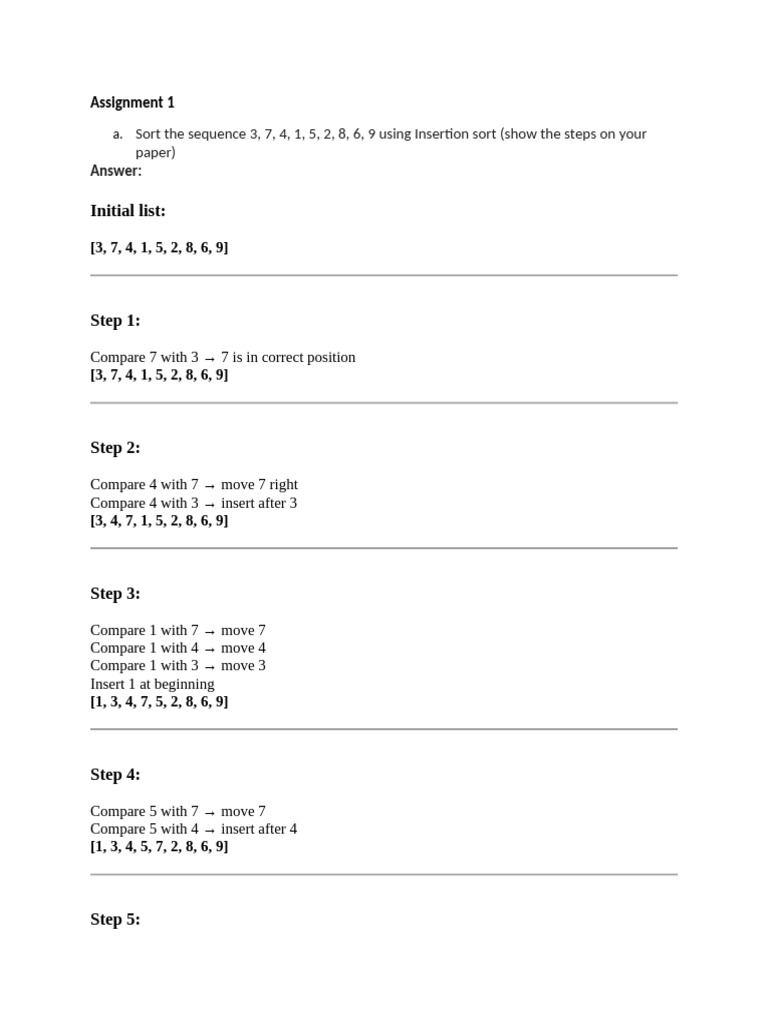 Insertion Sort Steps and C Code | PDF | Mathematical Logic | Computer ...
