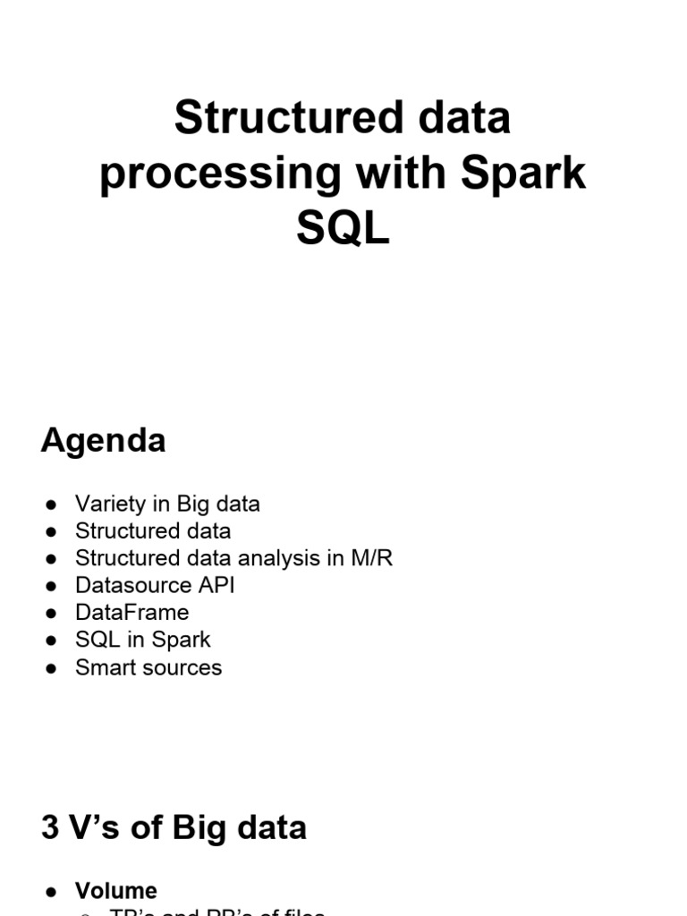 Spark SQL for Structured Data Processing | PDF | Apache Spark | Computing
