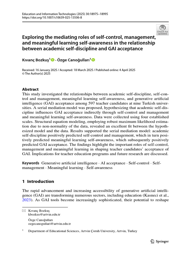 Exploring The Mediating Roles of Self-Control, Management, and ...