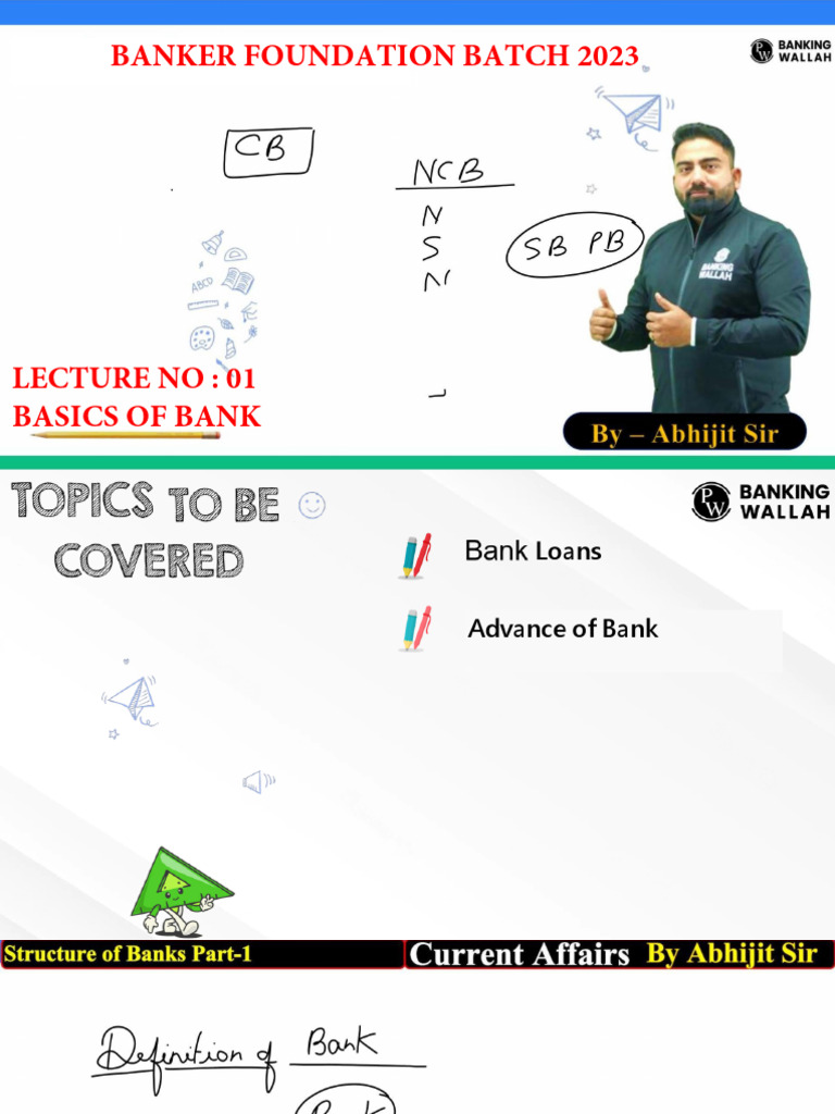 011 Basics of Bank 01 Class Notes II Banker Foundation 2023 PR | PDF
