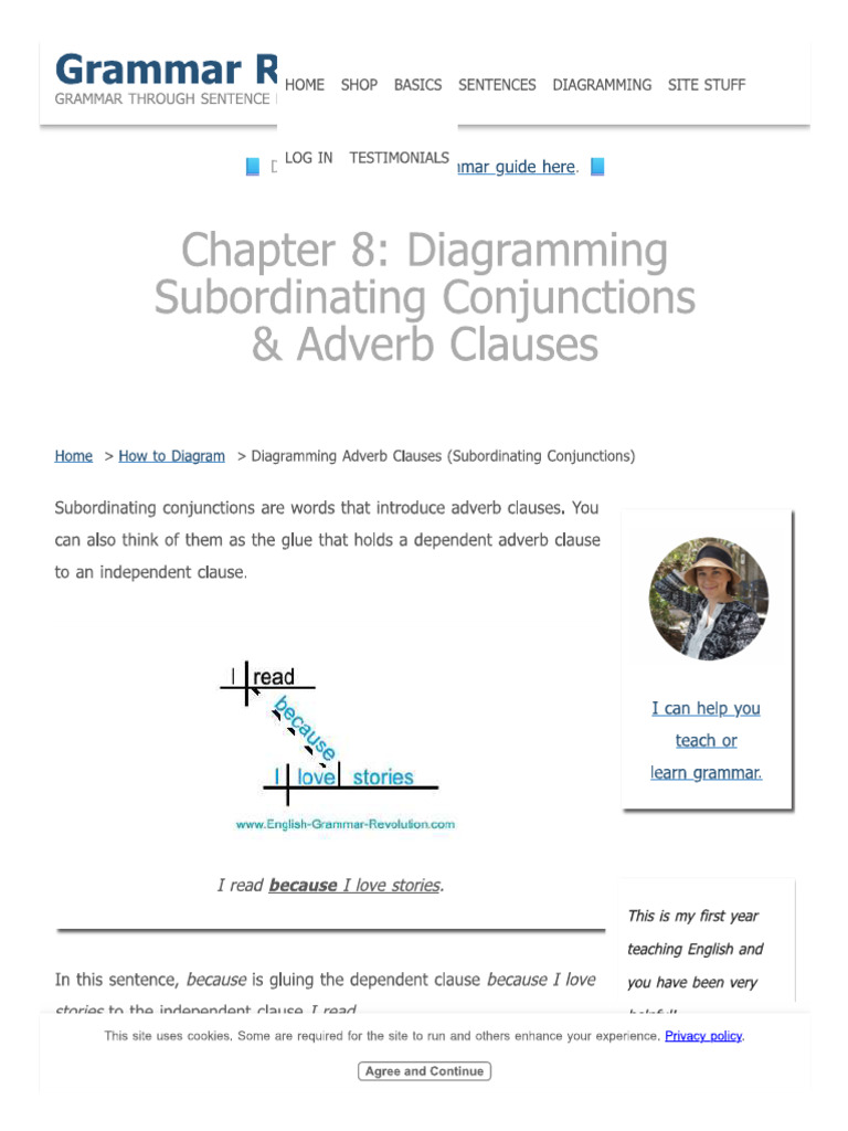 Diagramming Subordinating Conjunctions Adverbs and Clauses | PDF