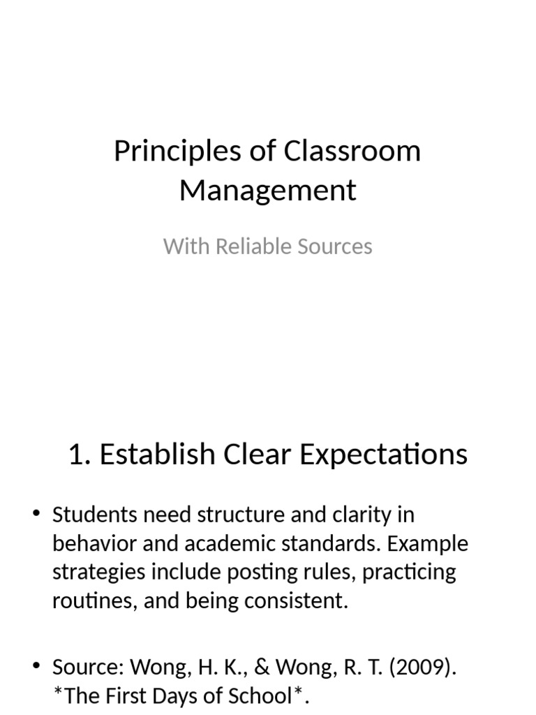 Principles of Classroom Management | PDF