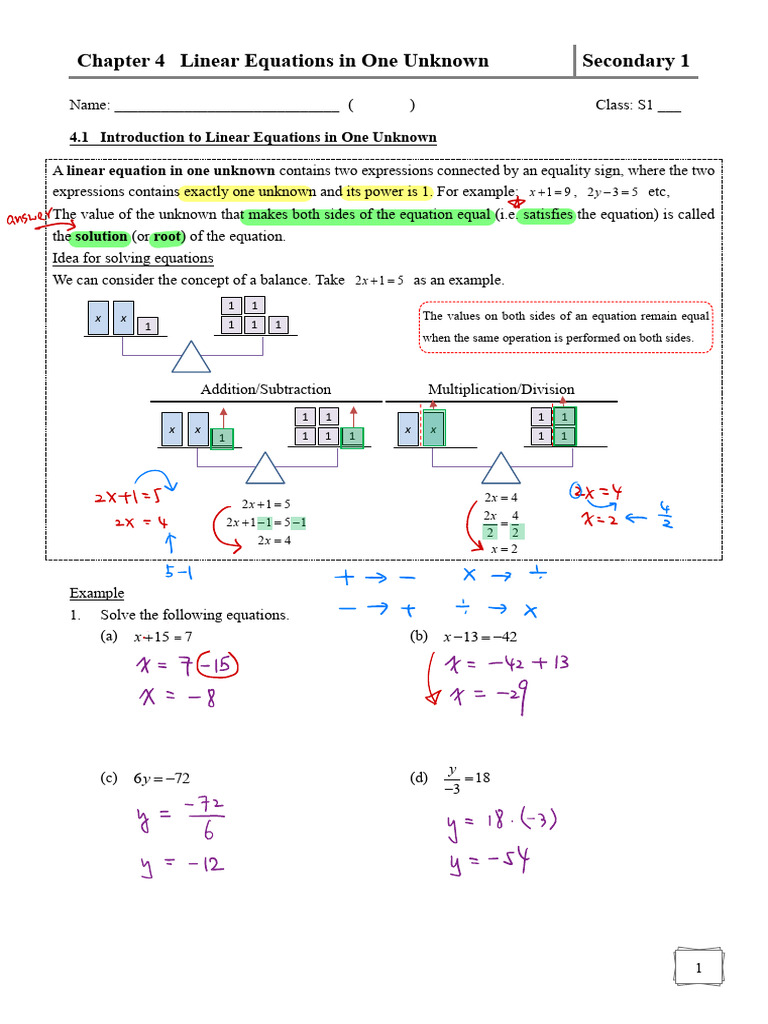 Linear Equations in One Unknown | PDF | Chess Theory | Chess Openings