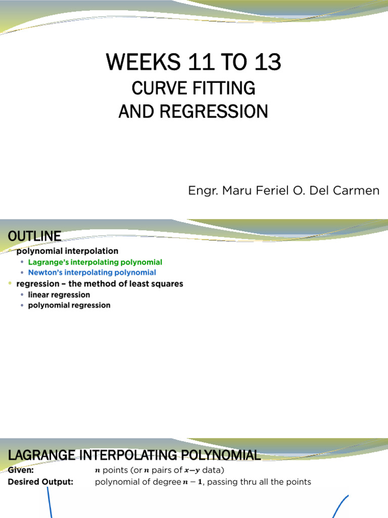 Curve Fitting and Regression Techniques | PDF | Interpolation | Least ...