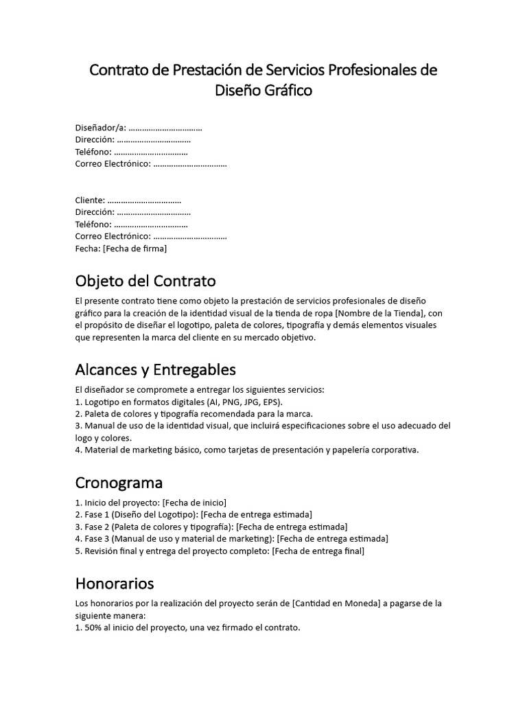 Contrato de Diseño Gráfico | PDF | Diseño gráfico | Diseño