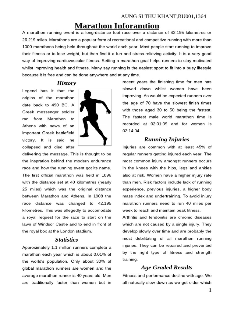 Marathon Running: History, Stats, and Tips | PDF | Running | Marathon
