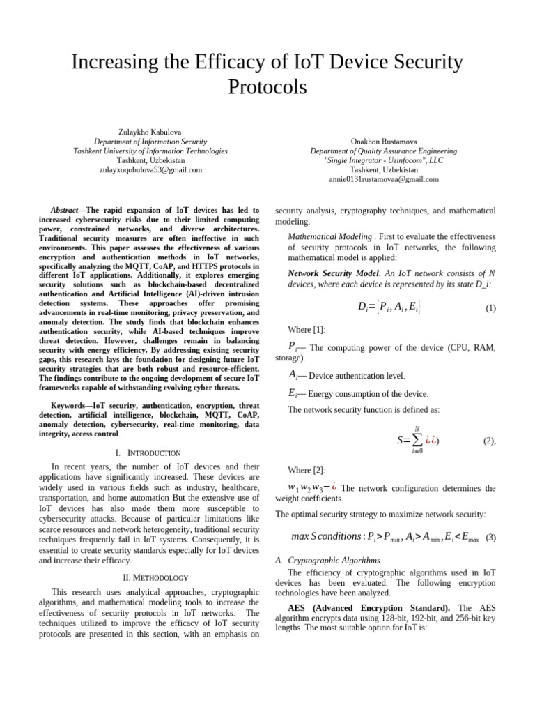 Enhancing IoT Security Protocols | PDF | Internet Of Things | Computer ...