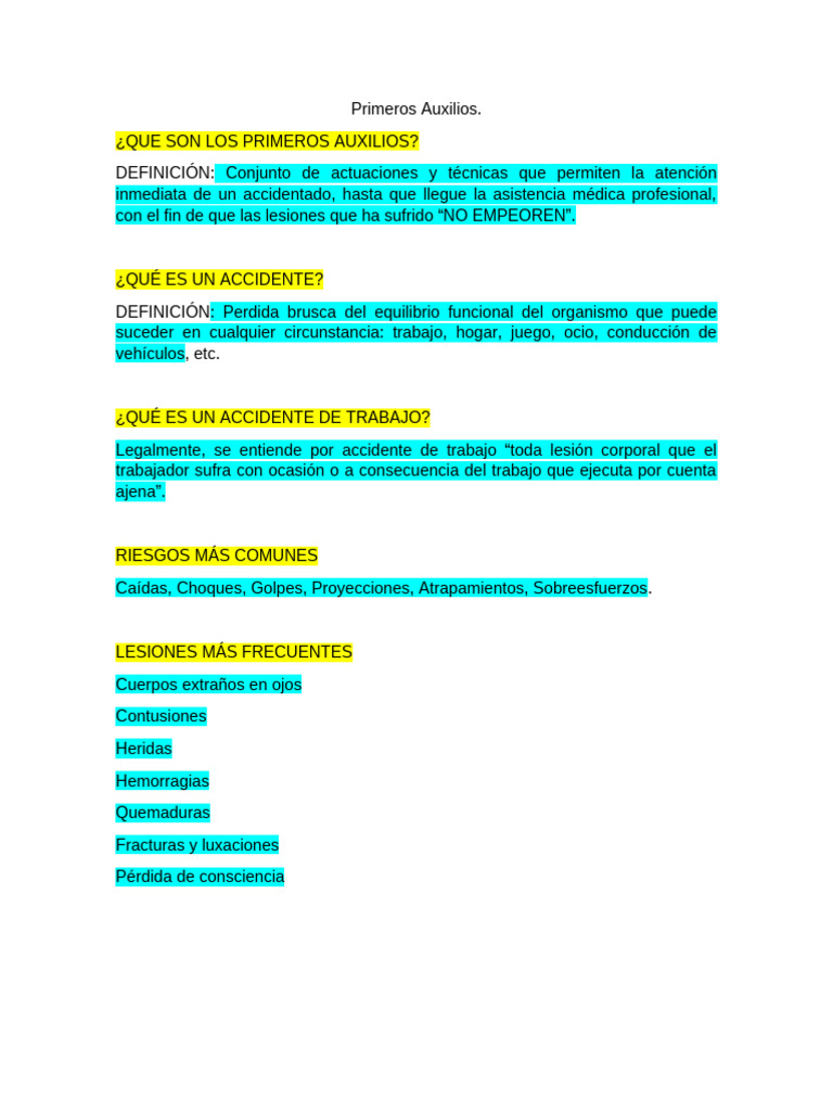 Primeros Auxilios | PDF