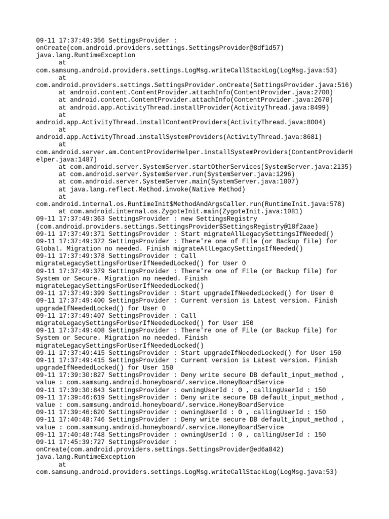 Samsung SettingsProvider Runtime Errors | PDF | Computer Architecture ...