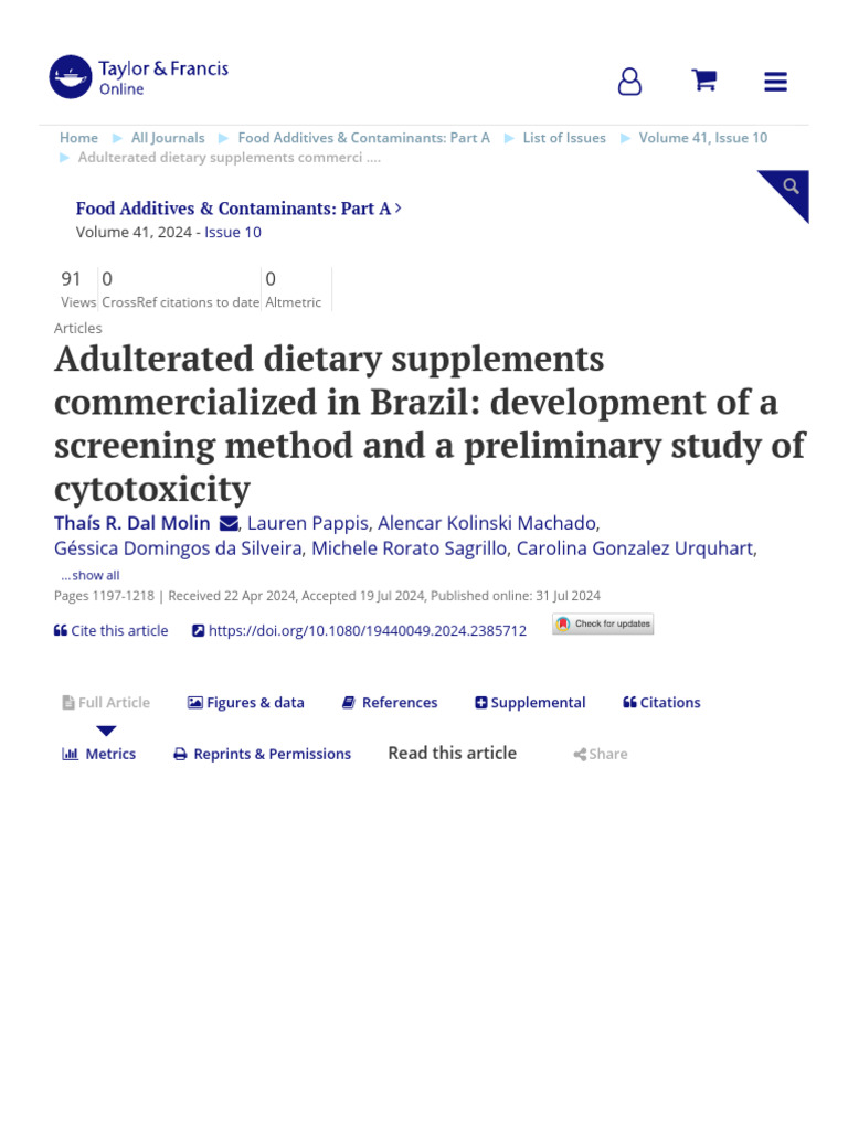 Adulterated Dietary Supplements Commercialized in Brazil: Development ...
