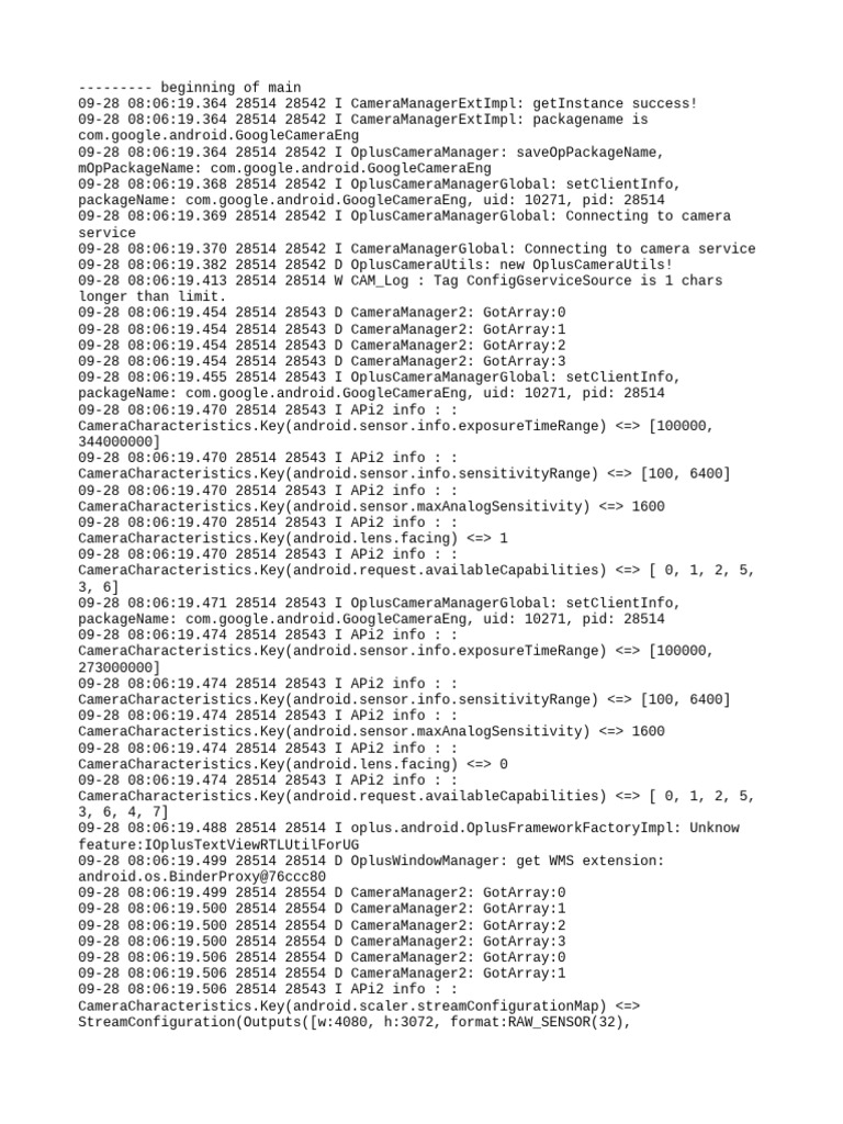 Camera Service Connection Logs | PDF | Computing | Computer Engineering
