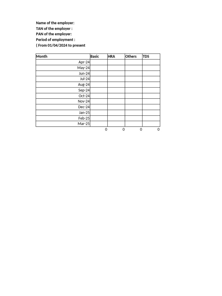 Employment Income and Tax Details Form | PDF