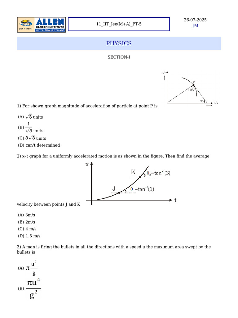 IIT JEE Physics Practice Questions | PDF | Atomic Orbital | Electron