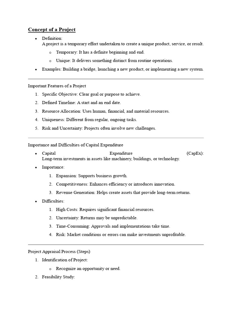 Understanding Project Concepts and Appraisal | PDF | Risk | Financial Risk