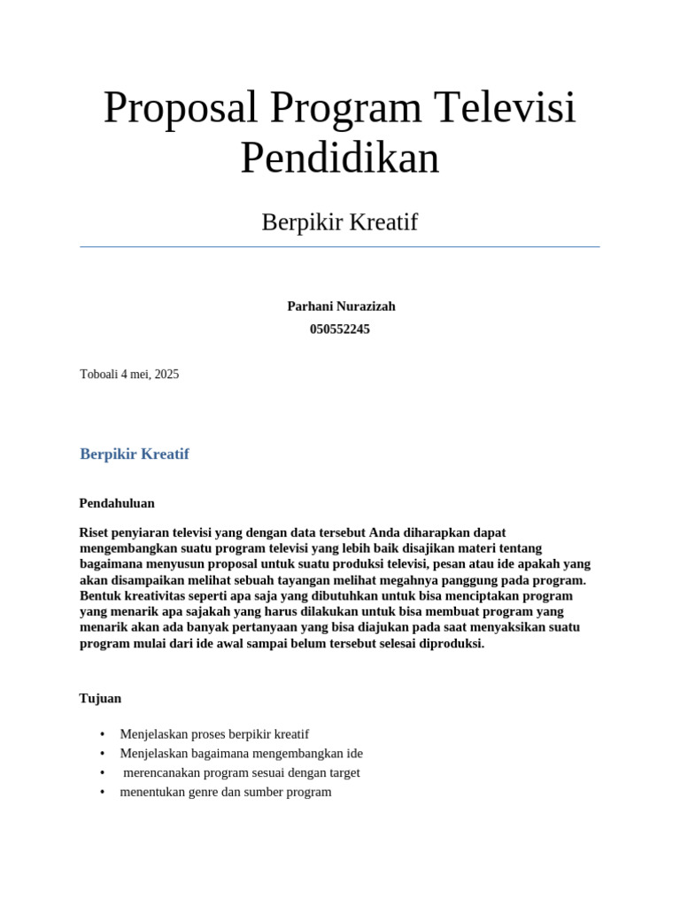 Program Kreatif Televisi Pendidikan | PDF