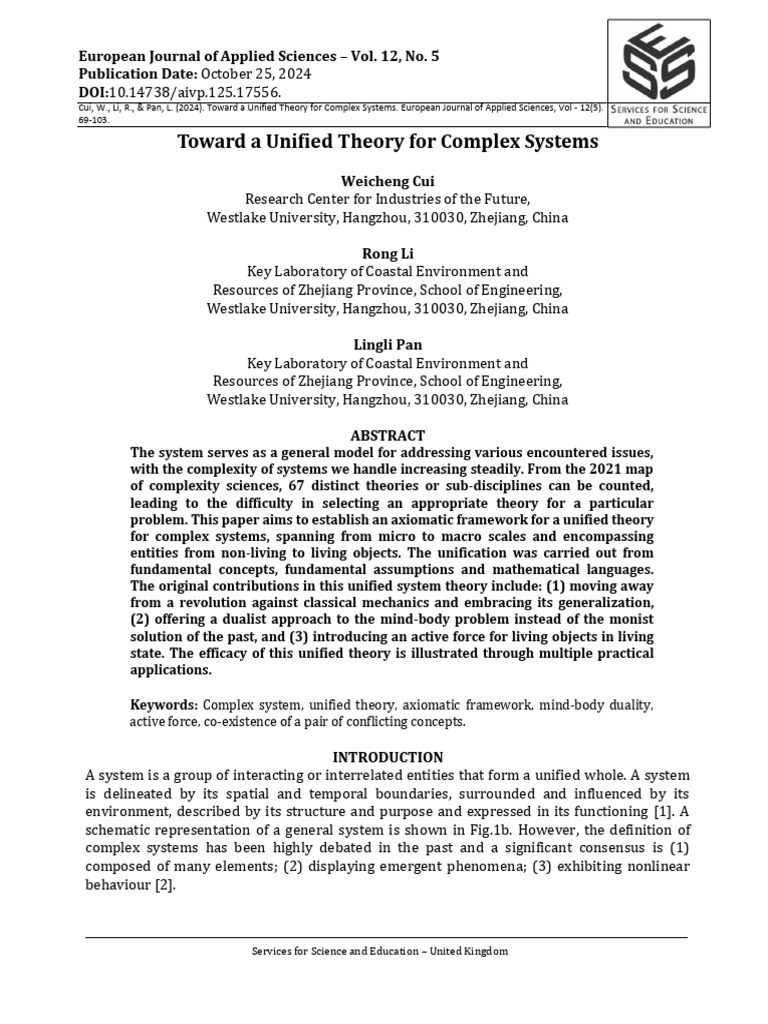 Unified Theory for Complex Systems | PDF | Field (Physics) | Force
