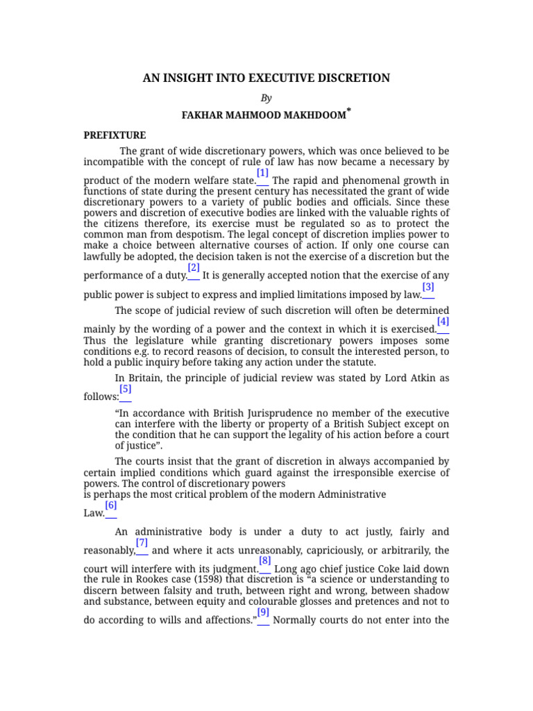Understanding Executive Discretion in Law | PDF | Rule Of Law ...