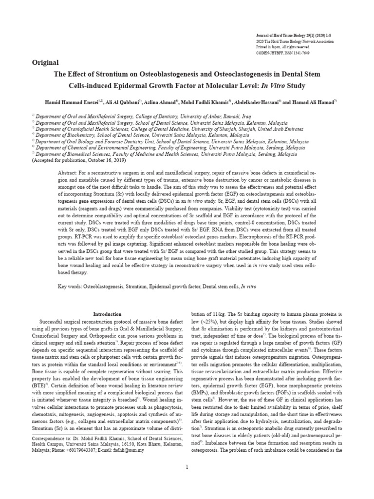 The Effect of Strontium On Osteoblastogenesis and Osteoclastogenesis in ...