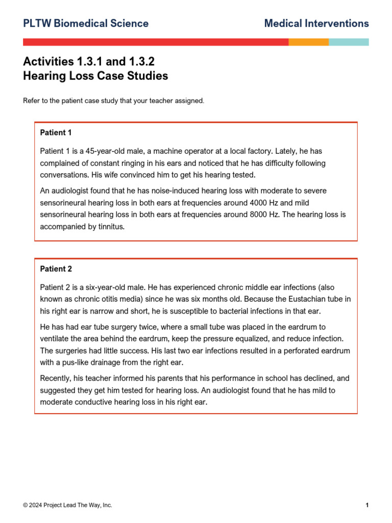 Hearing Loss Case Studies Overview | PDF | Hearing Loss | Ear