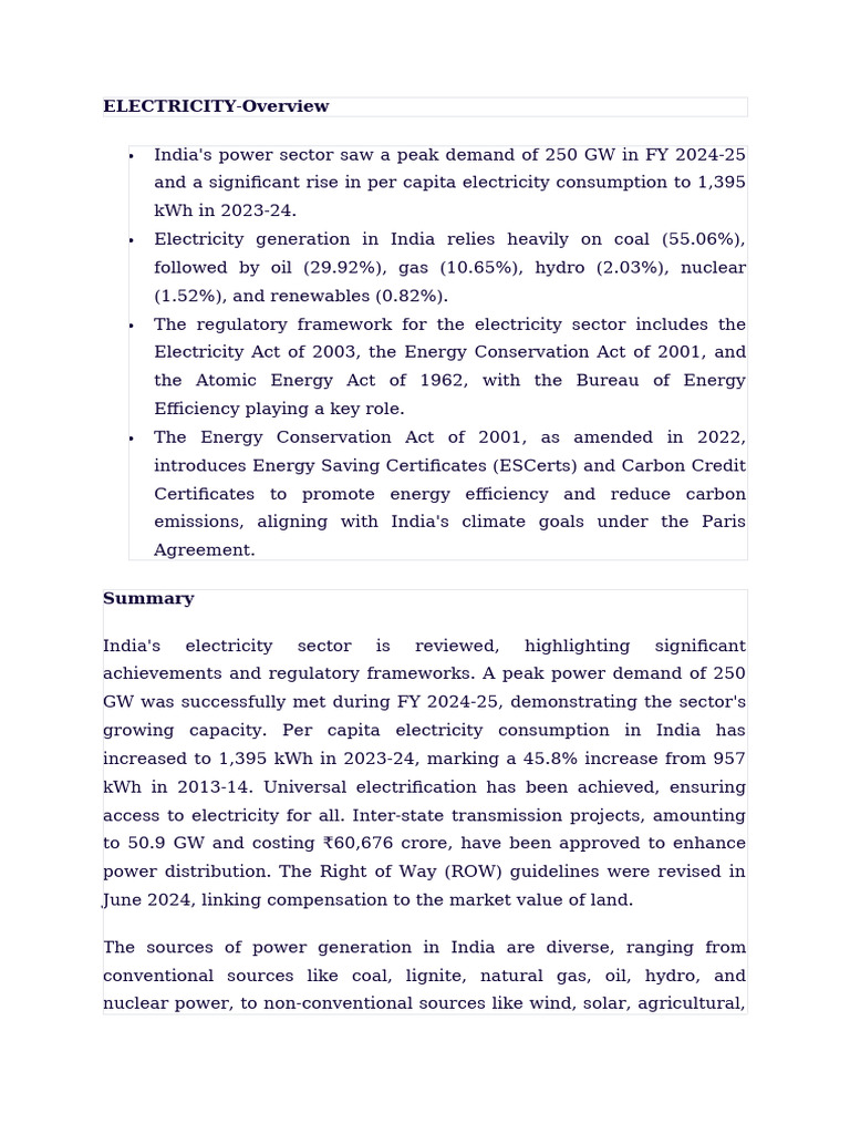 India Electricity Sector Overview 2024 | PDF | Petroleum | Energy ...