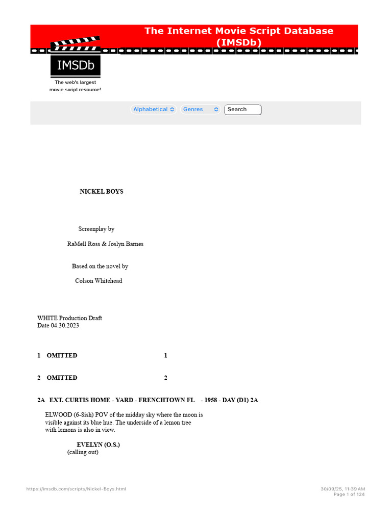 Nickel Boys Screenplay Draft PDF