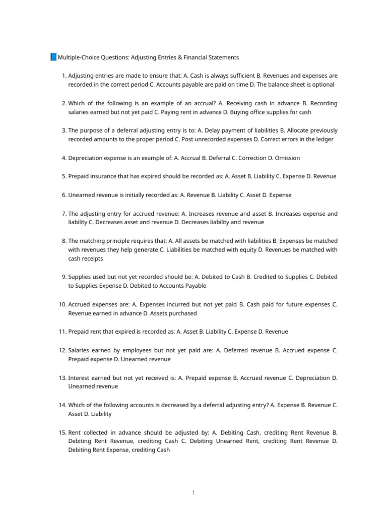 Adjusting Entries Questions | PDF | Debits And Credits | Expense