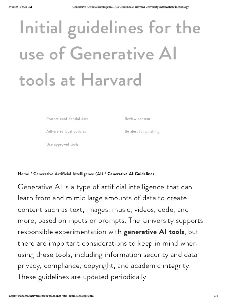 Generative Artificial Intelligence (AI) Guidelines - Harvard University ...