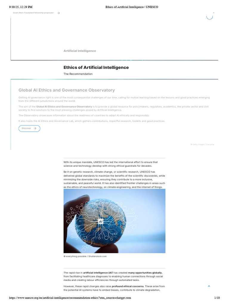 Ethics of Artificial Intelligence - UNESCO | PDF | Artificial ...