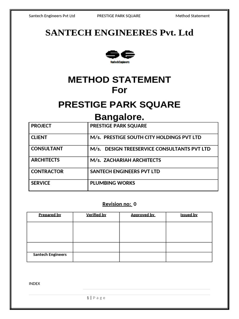 Method Statement PHE-Prestige | PDF | Pipe (Fluid Conveyance) | Valve
