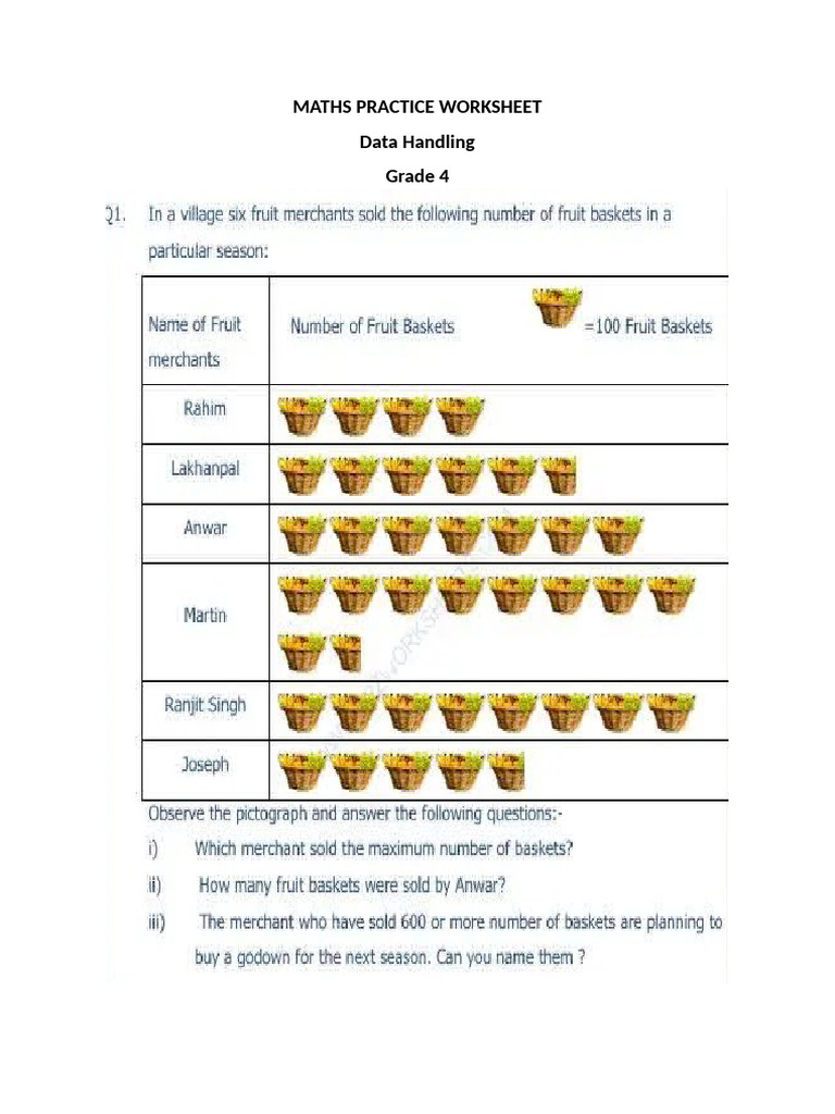Data Handling - Practice WS | PDF