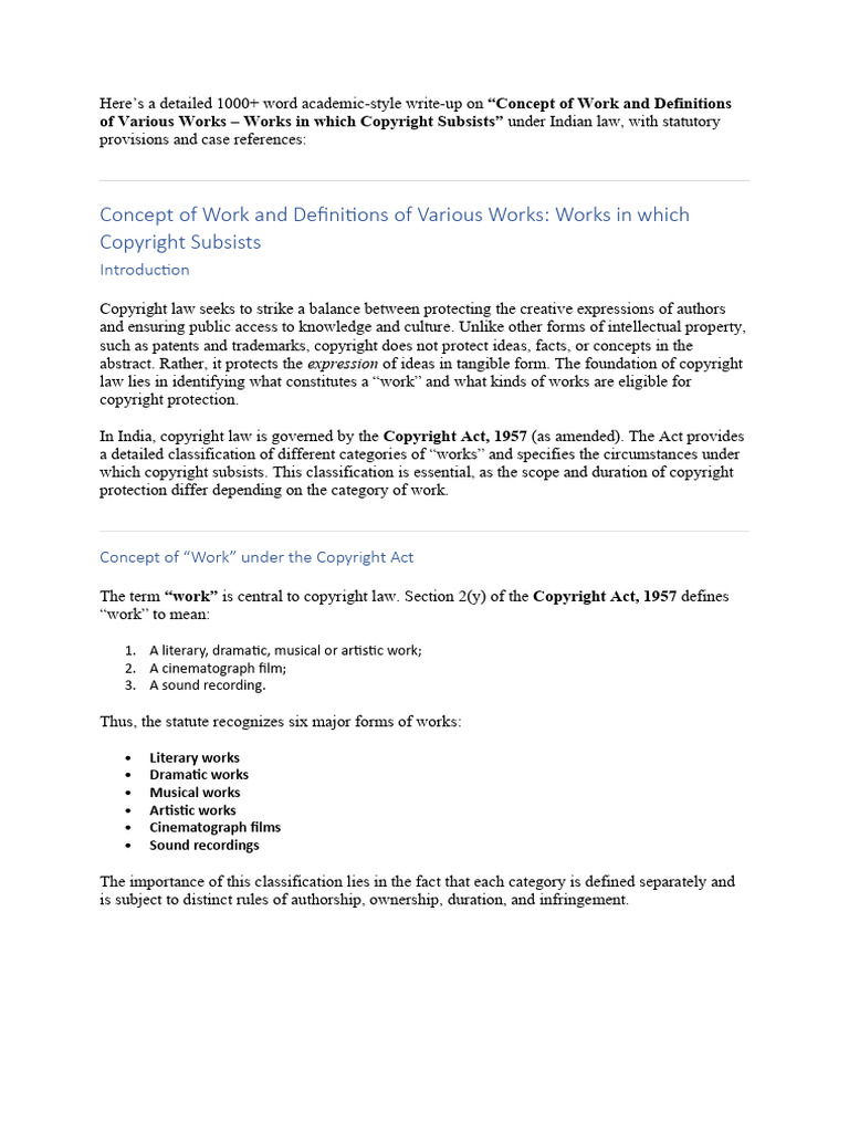 Indian Copyright: Definition of Works | PDF | Copyright | Copyright Law ...