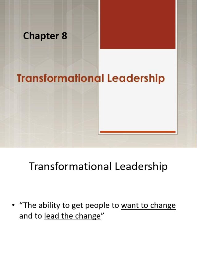 Chapter 8 Transformational Leadership | PDF