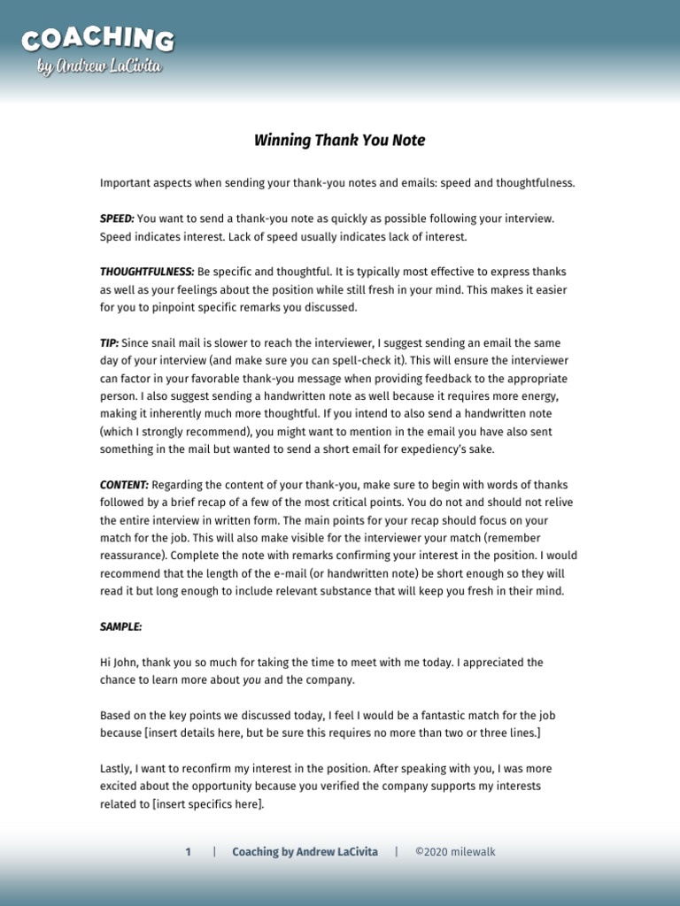 Cheat Sheet The Winning Thank You Template | PDF | Human Communication ...