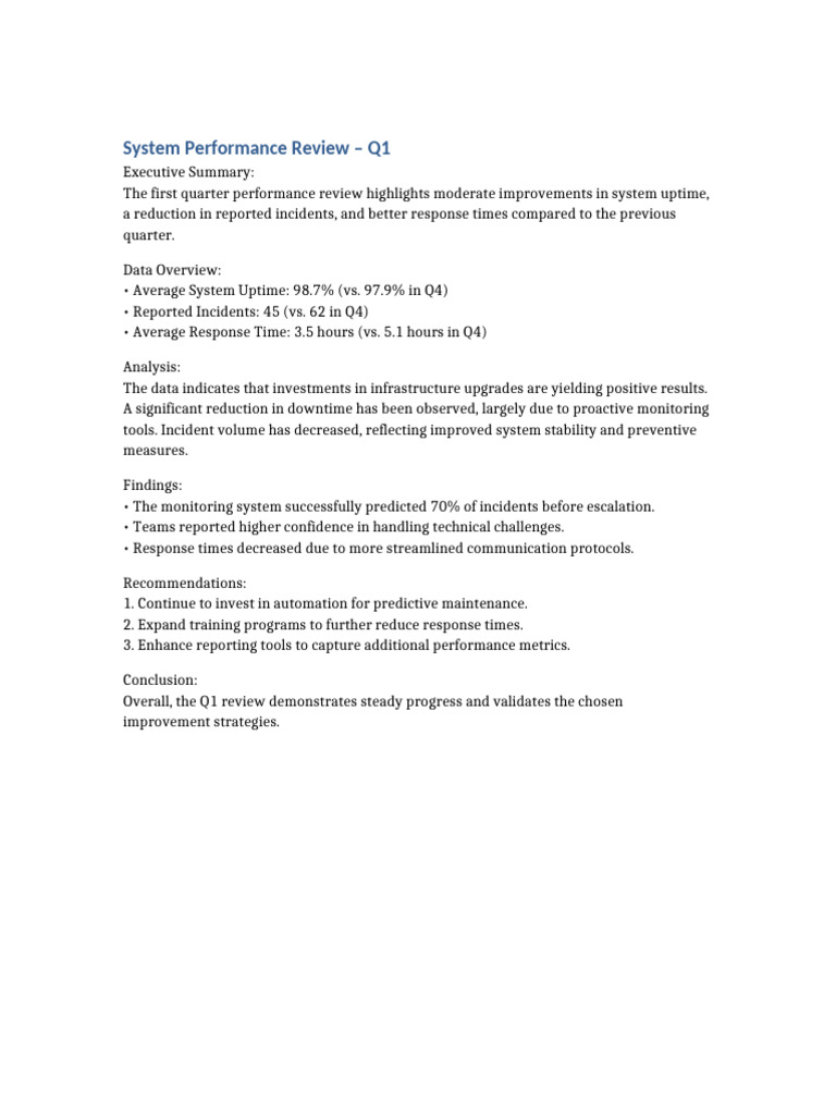 System Performance Review | PDF