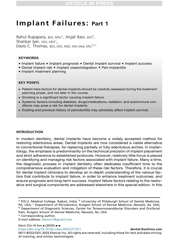 Understanding Dental Implant Failures | PDF | Dental Implant | Osteoporosis