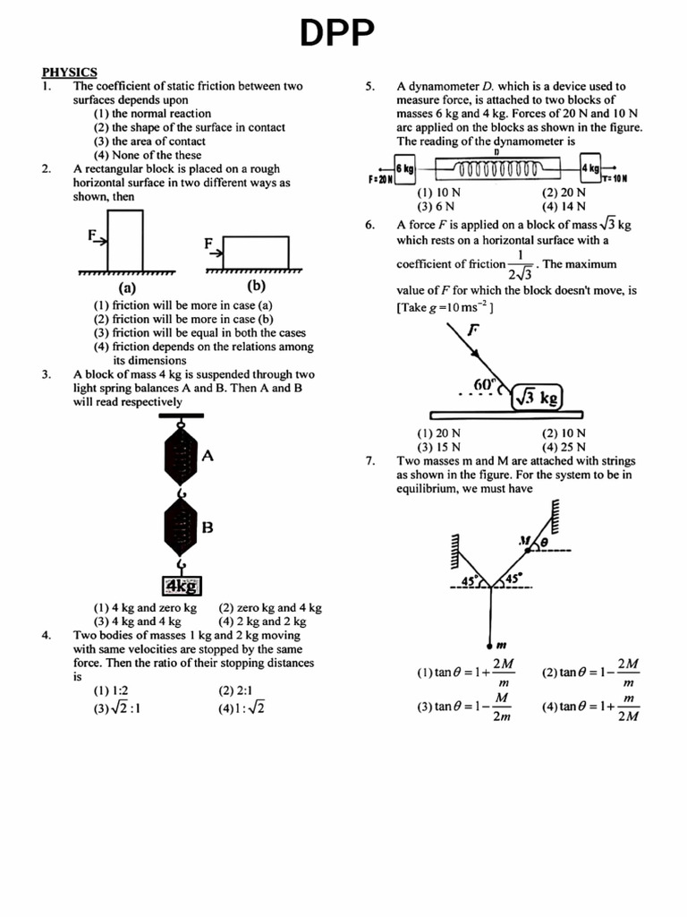 Physics Questions on Friction and Forces | PDF | Force | Friction