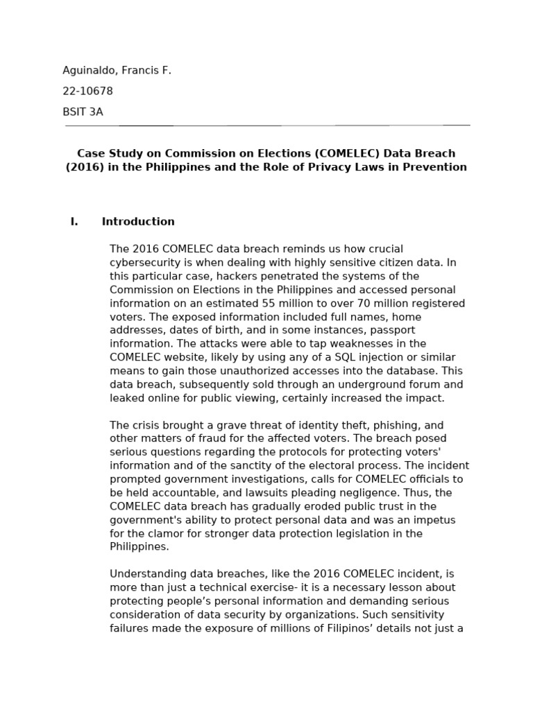 2016 COMELEC Data Breach Analysis | PDF | Security | Computer Security