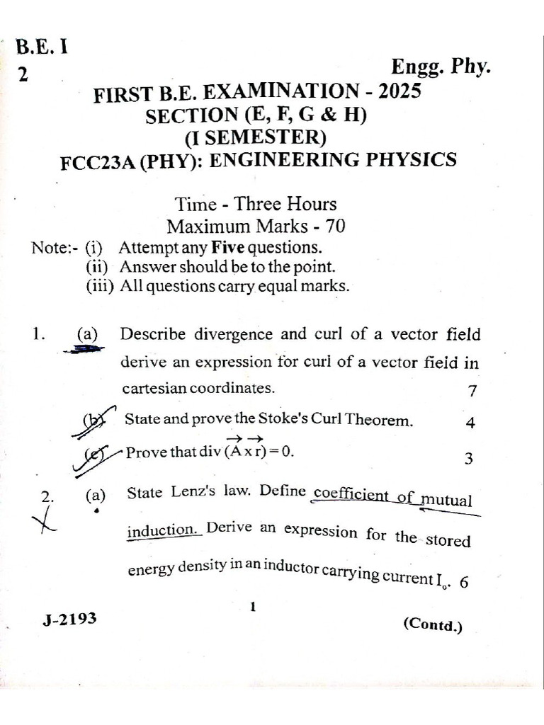 Physics 1st Sem 2024 Pyq | PDF
