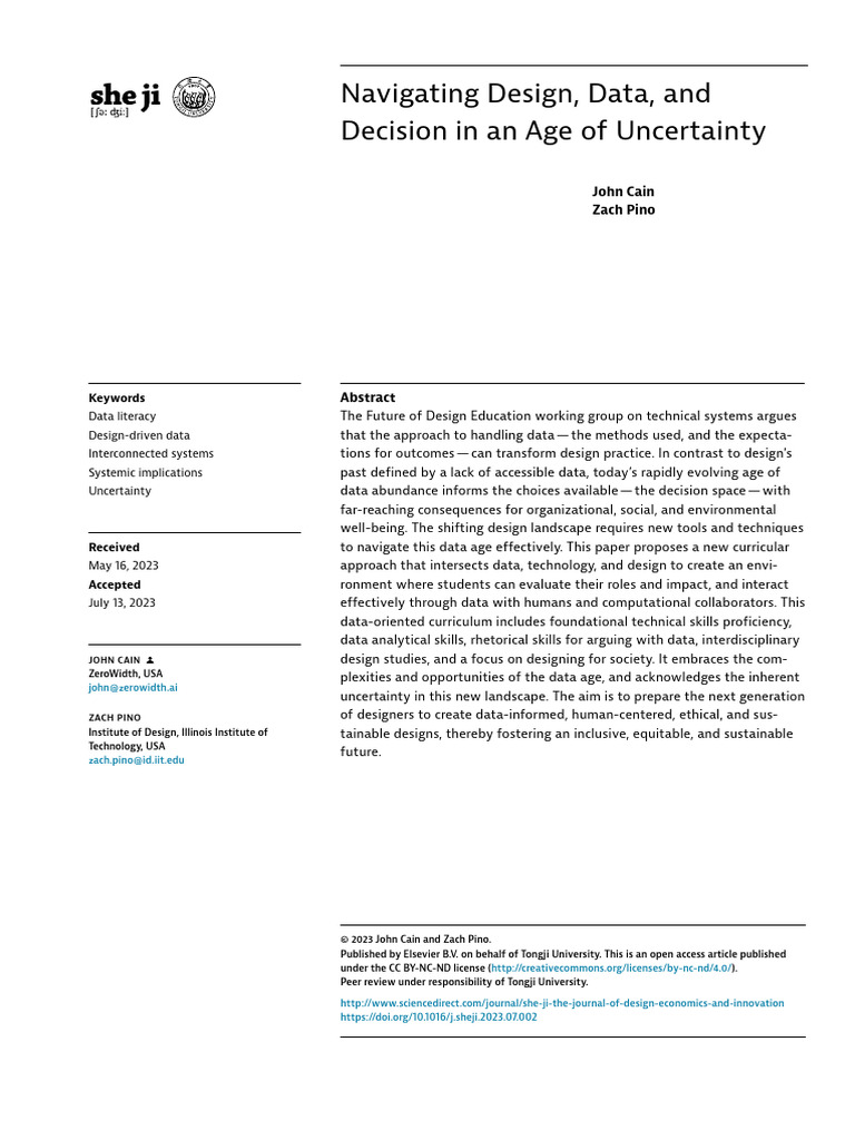 Navigating Design Data and Decision 2023 She Ji The Journal of Design ...