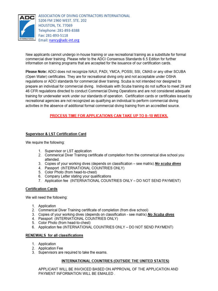 ADCI Certification Requirements Guide | PDF | Scuba Diving | Underwater ...