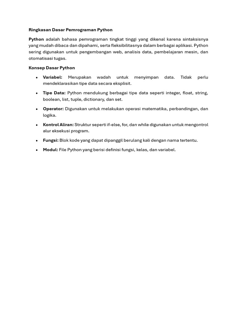 Dasar Pemrograman Python untuk Pemula | PDF