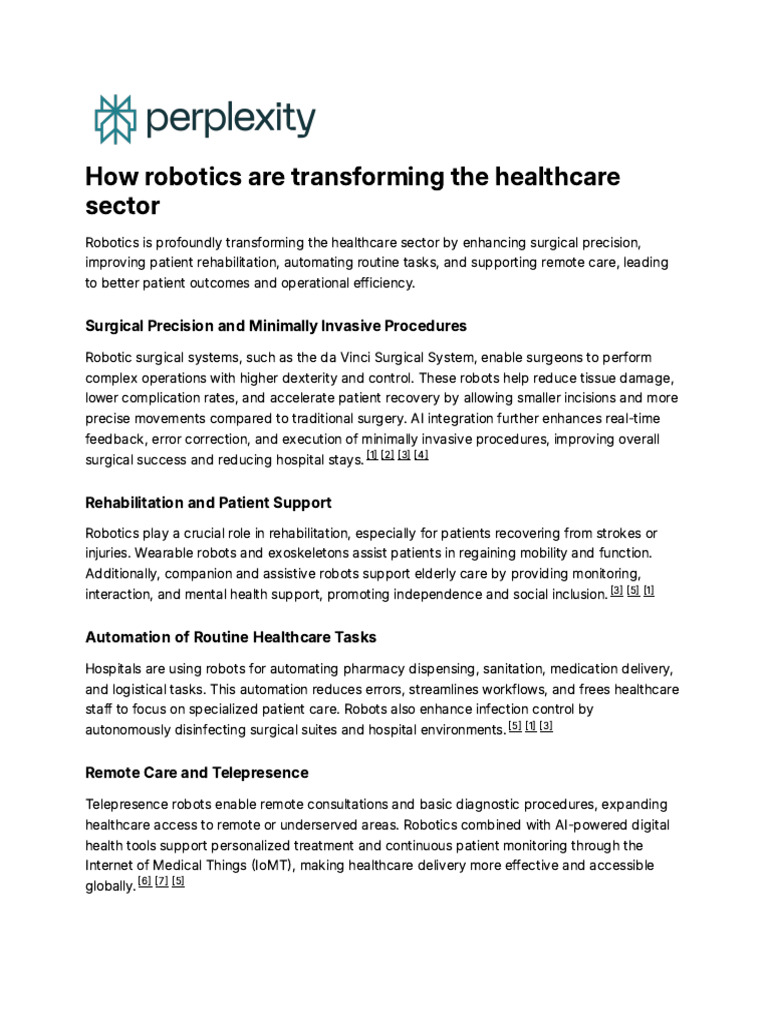 Transforming Healthcare with Robotics | PDF | Surgery | Health Care