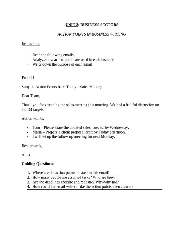 Action Points in Business Emails Analysis | PDF