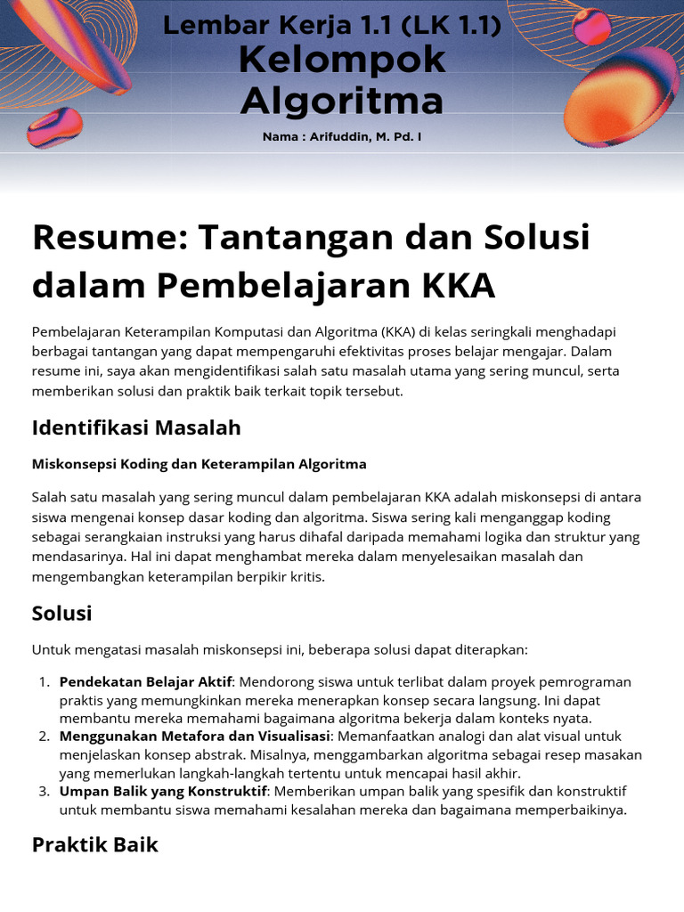 Solusi Miskonsepsi Koding KKA | PDF