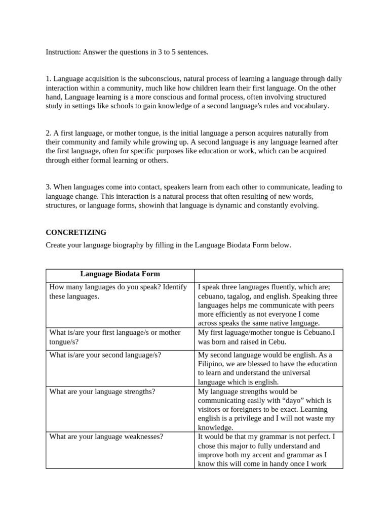 Language Acquisition and Biography Insights | PDF | Second Language ...