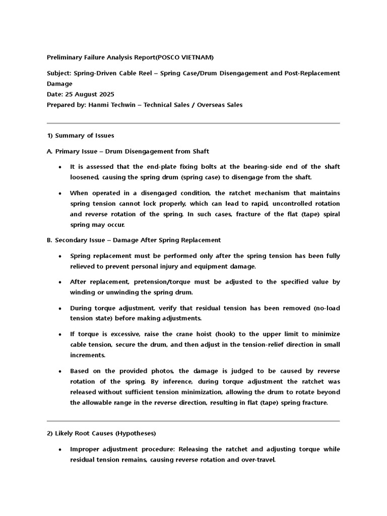 Preliminary Failure Analysis Report (POSCO VIETNAM) | PDF | Fracture ...
