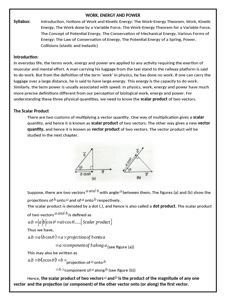 Work, Energy, and Power Concepts | PDF | Force | Euclidean Vector