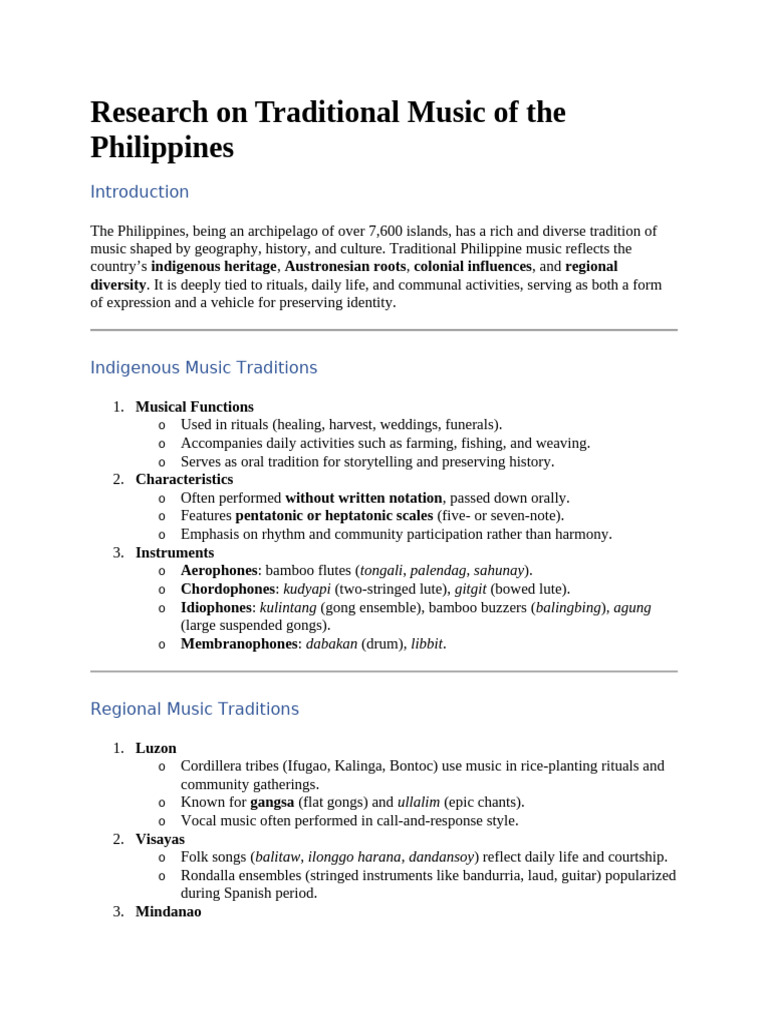 Traditional Music of the Philippines | PDF | Musicology | Performing Arts