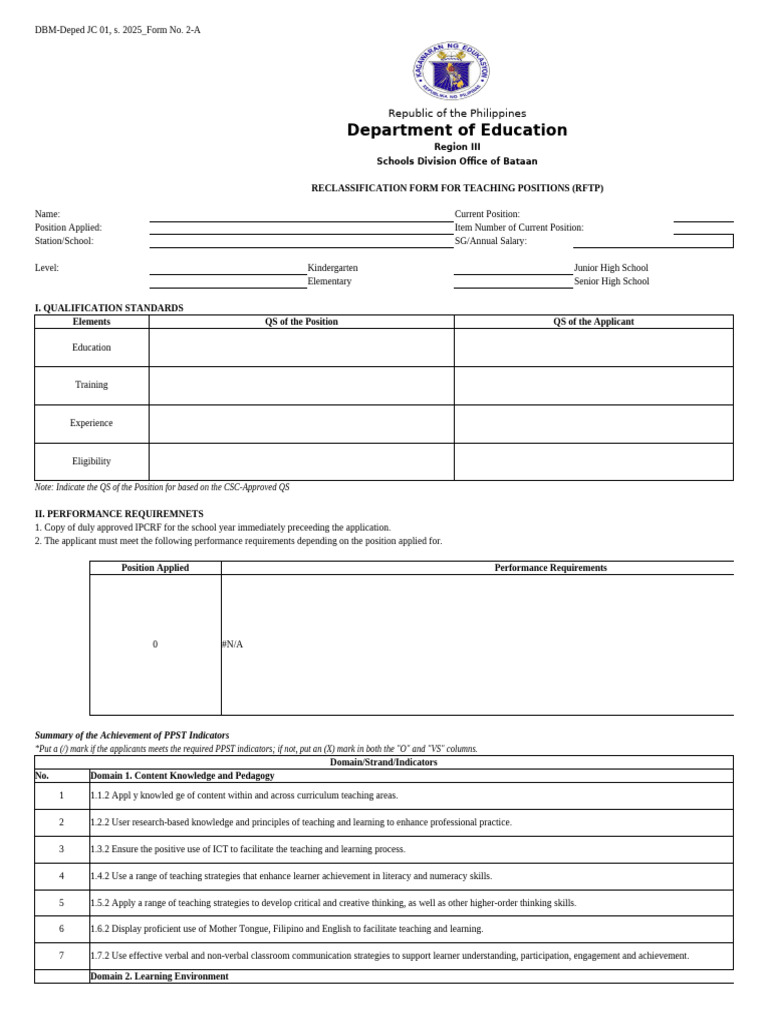 RFTP Teaching Position Reclassification 2025 | PDF | Educational ...
