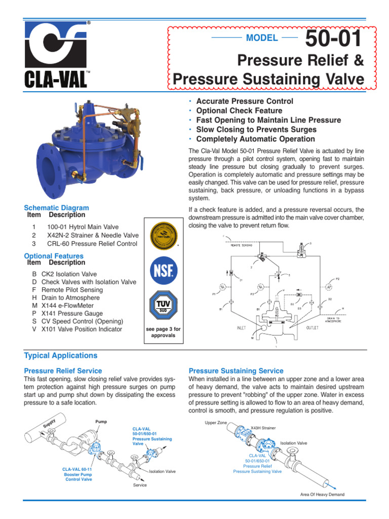 Cla-Val Model 50-01 Valve Overview | PDF | Valve | Mechanical Engineering